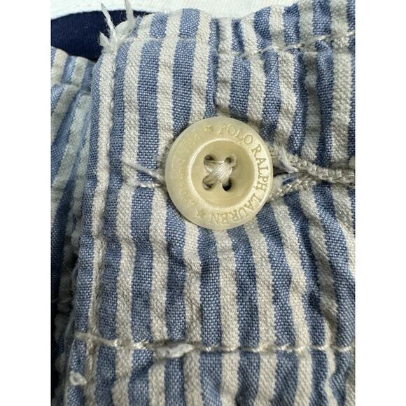 Polo Ralph Lauren Mens Seersucker Shorts 36 Nautical Flag Embroidered Striped - Picture 2 of 16